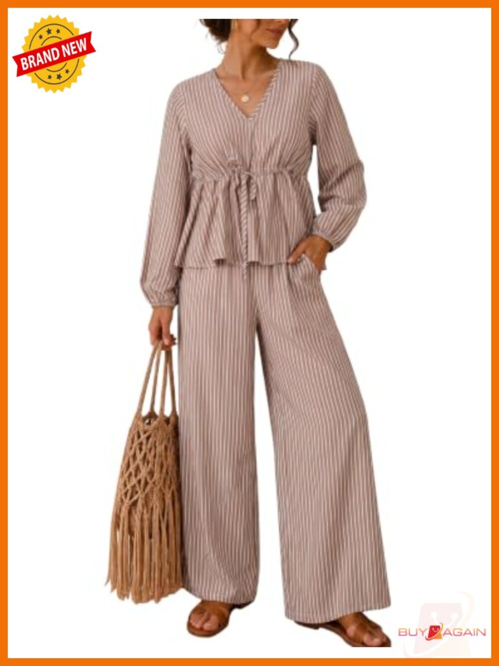 Women's Striped 2 Piece Lounge Set Casual Fall Outfit